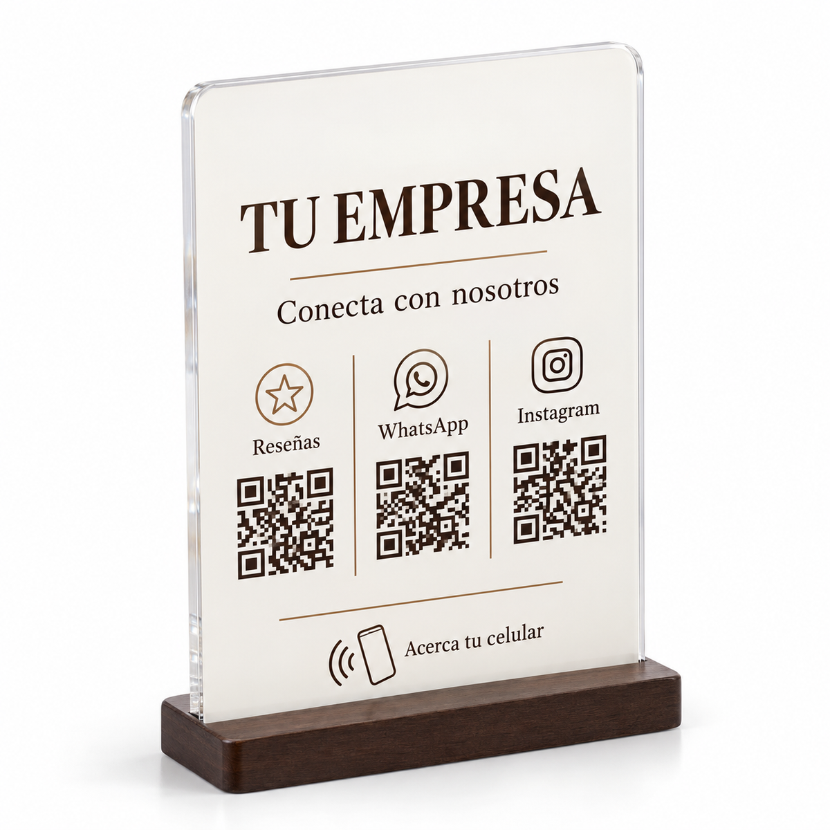 Placa empresarial personalizada NFC + QR